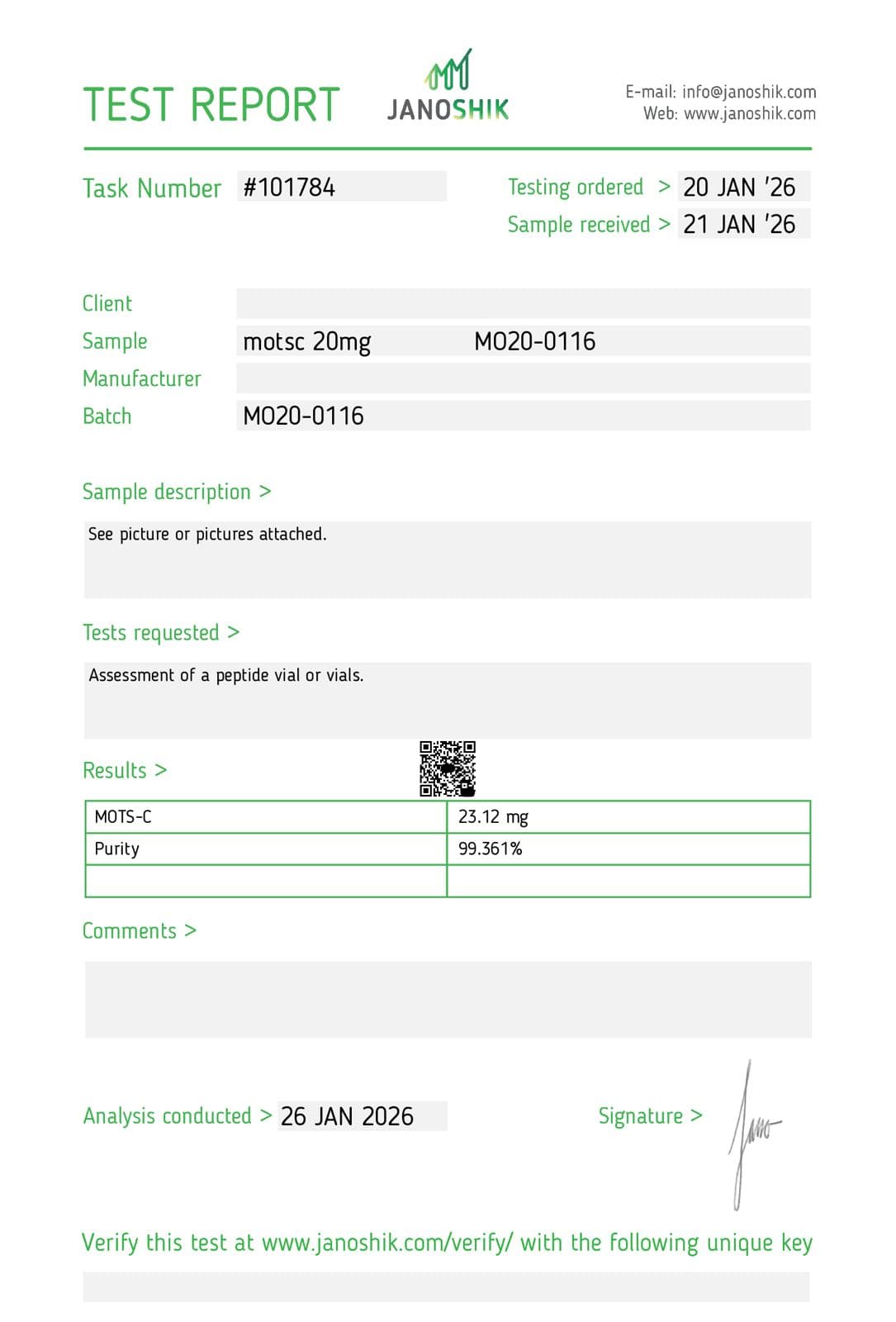 Certificate of Analysis 09