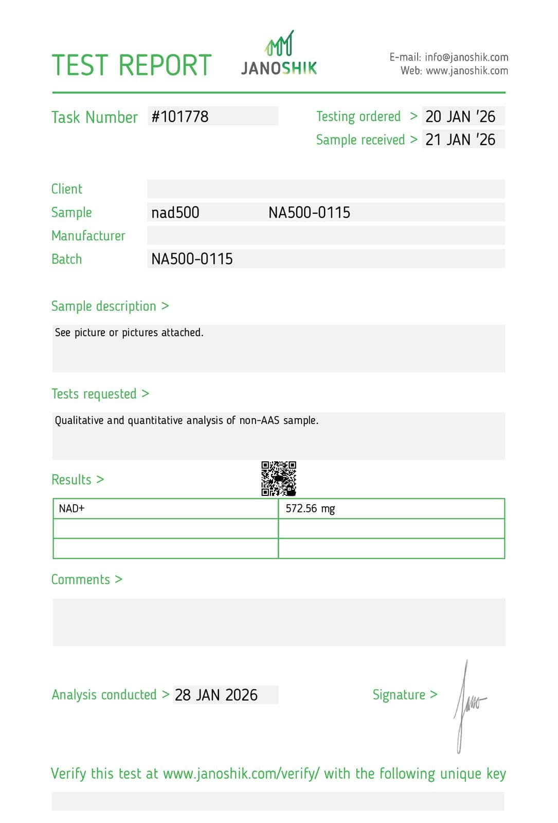 Certificate of Analysis 11
