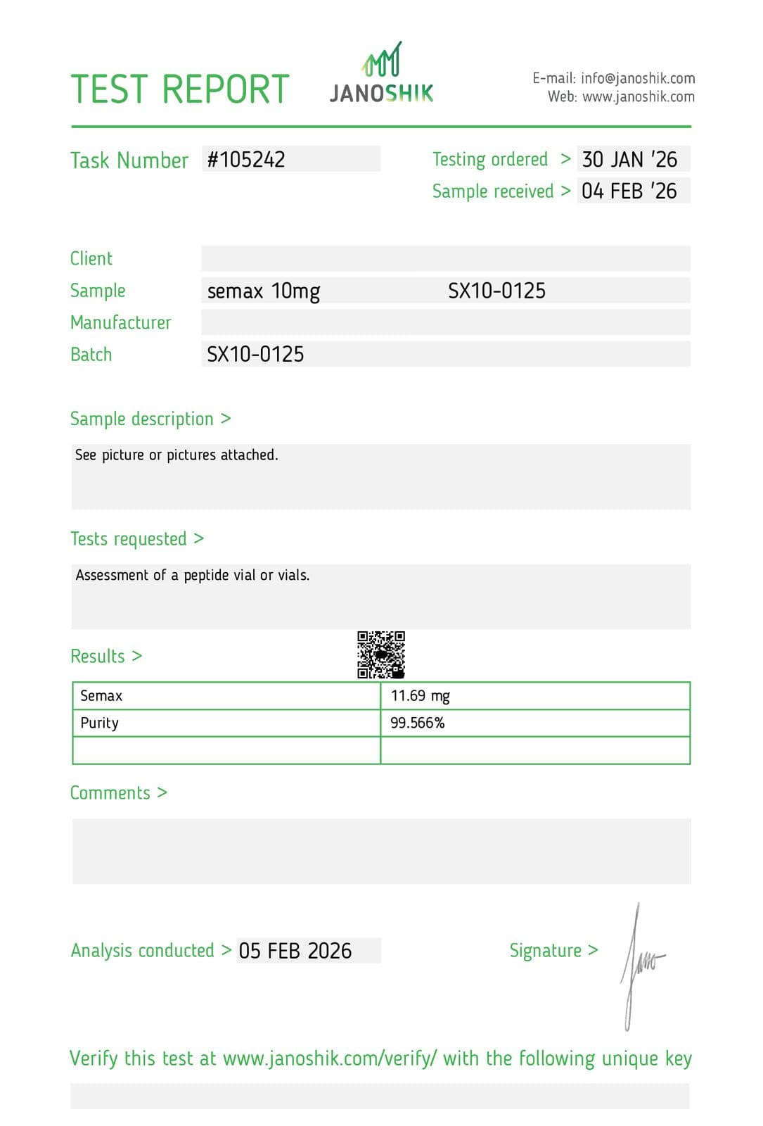 Certificate of Analysis 14